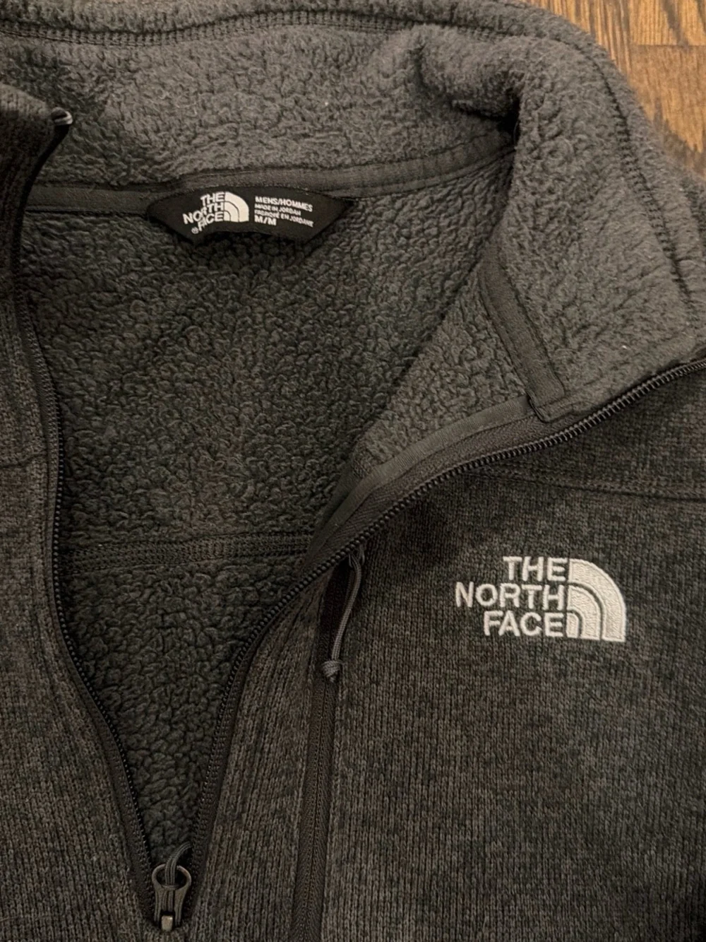 The North Face Men’s Charcoal Black Sherpa-Lined Quarter-Zip Jacket